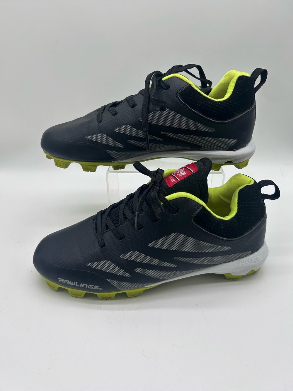 Rawlings Black and Neon Green cool Flo Baseball Cleats